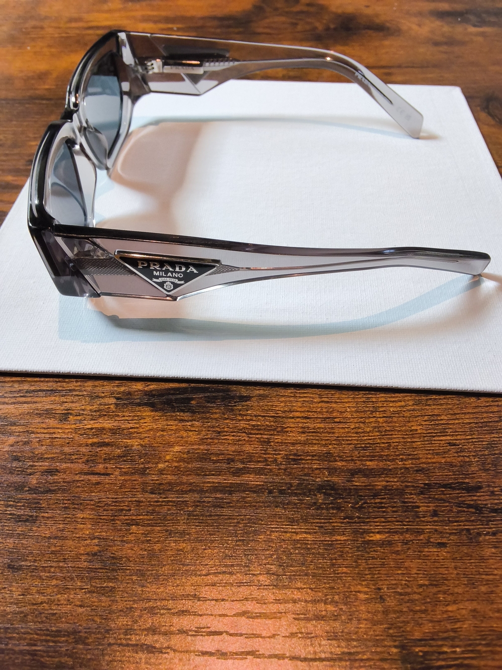 Prada Gray Transparent Rectangular Sunglasses - Picture 2 of 3